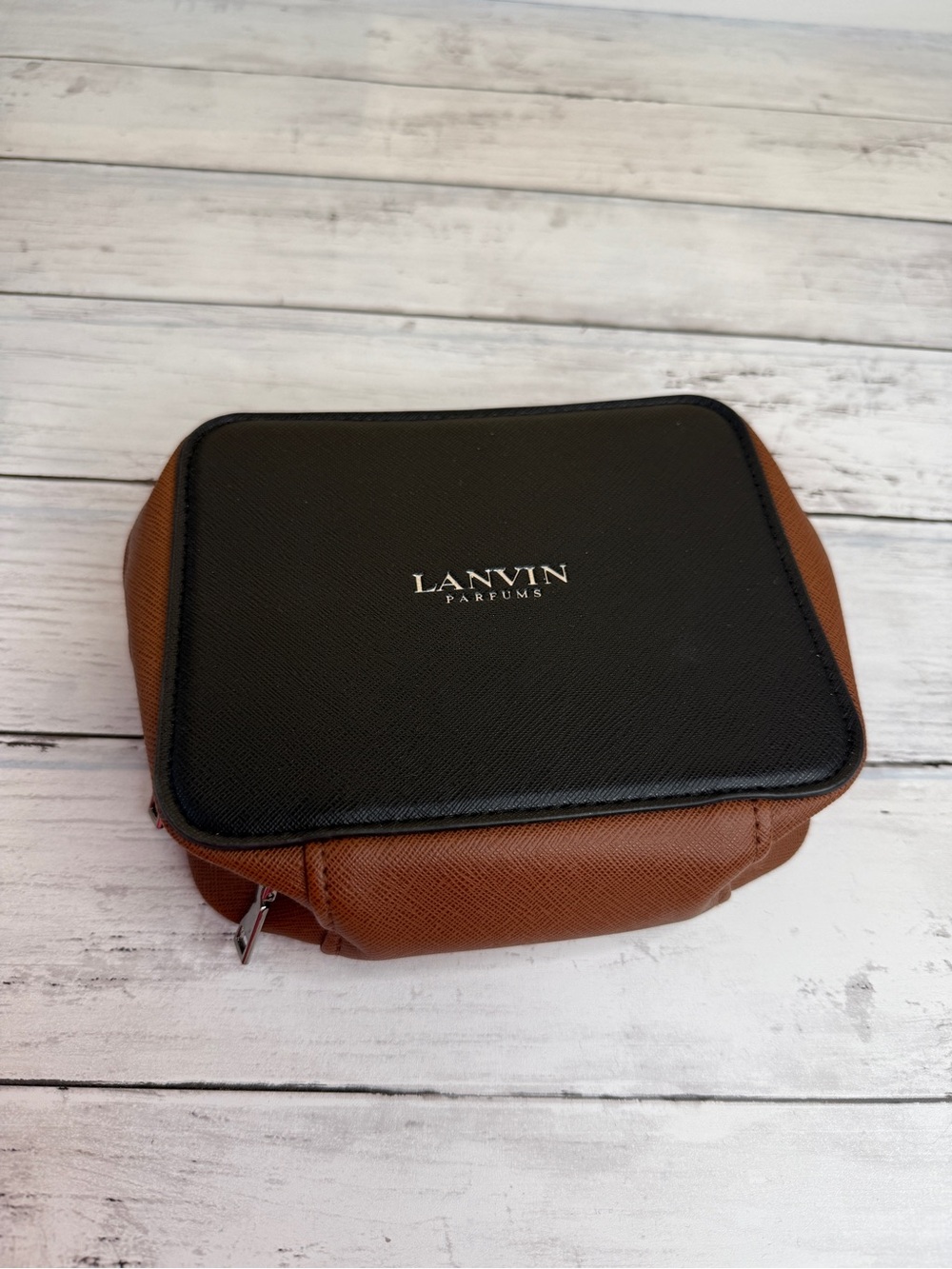 Lanvin Two-Tone Men’s Toiletry Pouch in Black and Brown